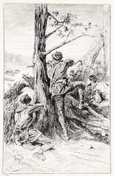 En illustrasjon fra "With Wolfe in Canada, or The Winning of a Continent" av G.A. Henty, pub. Blackie and Son Ltd., 1887
