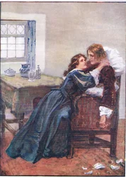 Hun klarte å komme inn i armene mine, selv om de ikke kunne holde meg, fra Lorna Doone pub. av W & R Chambers Ltd, 1921
