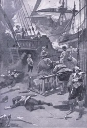 Slaget ved Camperdown 29.–31. juli 1653, illustrasjon fra British Battles on Land and Sea, 1915