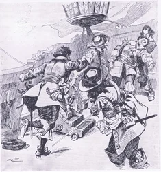 Von Tromps død 31. juli 1653, illustrasjon fra britiske slag på land og hav, 1915
