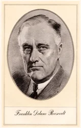 Franklin Delano Roosevelt, USAs 32. president, midten av det 20. århundre.