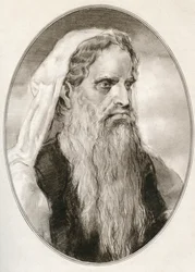 Moses, en profet i de Abrahamske religionene, leder for israelittene og lovgiver, fra Living Biography of Religious Leaders