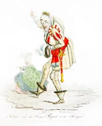Charles Gabriel Potier i rollen som prins Riquet à la Houppe, ca. 1825 (farge litho)
