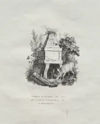 Samling av litografiske essays: A Fountain Imitating Woodcut, ca. 1816.
