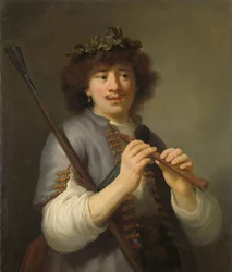 Rembrandt som gjeter med stav og fløyte, 1636