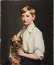 Portrett av Lord Hugh Percy, 7 år gammel, med en terrier