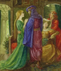 Beauty and the Beast (akvarell med kroppsfarge på papir)