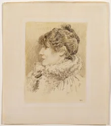 Portrett av Sarah Bernhardt (1844-1923) (blekk og vask på papir)