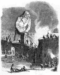 Illustrasjon til «Gullivers reiser» skrevet av Jonathan Swift