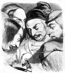 Illustrasjon til «Gullivers reiser» skrevet av Jonathan Swift