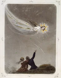 Stjerner: Kvinne som representerer "" The shooting star"" - av Grandville