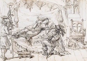 Tornerose, illustrasjon til eventyr av Charles Perrault (1628-1703), gravering av Grandville (1803-1847)