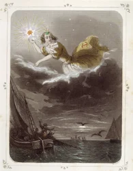 Stjernene: Kvinne som representerer "" The star of the sailor"" - av Grandville