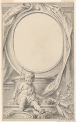 Design for ramme rundt portrettet av William Russell, første hertug av Bedford