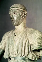 Detalj av Delphi Charioteer, ca. 470 f.Kr. bronse, se også 161526