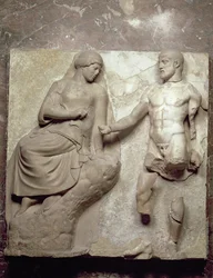 Herkules og Minerva, én av en serie metoper som skildrer Herkules