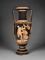 Paestan rød-figur hals amfora, ca. 340 f.Kr. (terrakotta)