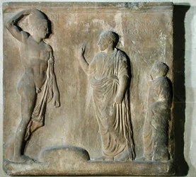 Relieffplakett som viser en seremoni for påkallelse til Theseus (marmor)