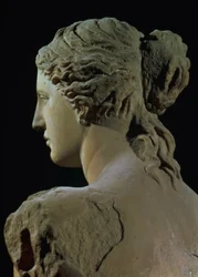 Venus de Milo, detalj av bakhodet, hellenistisk periode, ca. 100 f.Kr. marmor for forfra se 14152