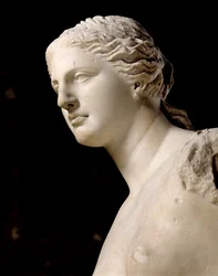 Venus de Milo, detalj av hodet, hellenistisk periode, ca. 100 f.Kr. marmor