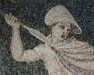 Aleksander den store og Hefaistion under løvejakt, detalj, ca. 320 f.Kr.