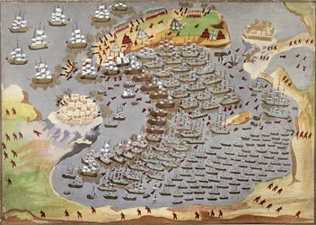 Slaget ved Navarino den 20. oktober 1827, fra Den illustrerte historien om den greske uavhengighetskrigen
