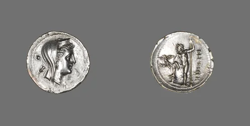 Drachm som viser nymfen amfitritt, 216-203 f.Kr