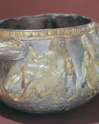 Drikkebeger som viser skytiske soldater (forgylt sølv) (detalj av 343629)