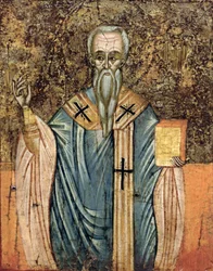 St. Cyril av Alexandria (ca. 376-444), ikon (tempera på panel)