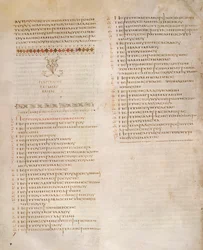 Table of Kephalaia, St. Marks evangelium, fra 