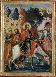 Inntoget i Jerusalem (tempera på tre)