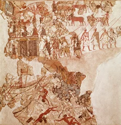 Libyanernes død, Akrotiri fresco, Thera (i dag Santorini) (Hellas), minoiske sivilisasjon