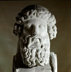 Byste av den greske filosofen Platon (428-348 f.Kr.), marmorskulptur, Roma, Kapitolmuseene