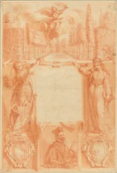 Et design for en frontispice: #39;Viridarium sacrae ac profanae eruditionis#39;