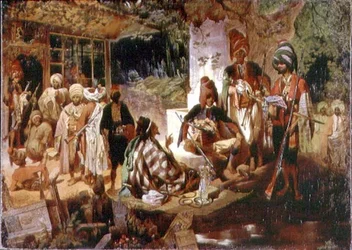 Orientalsk scene (olje på lerret)