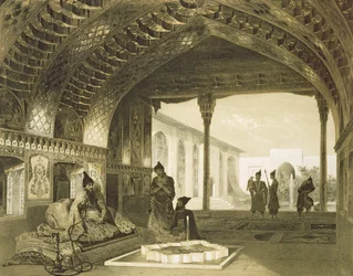 The Hall of Mirrors i Palace of the Sardar of Yerevan, Armenia, plate 17 fra en bok om Kaukasus, gravert av Charles Claude Bachelier og Celestin Francois Nanteuil (1813-73) pub. av Alfred