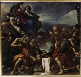 ""The Assumption of the Virgin"" (Assumption of the Virgin) Maleri av Giovanni Francesco Barbieri kjent som Il Guercino (Le Guerchin) (1591-1666)