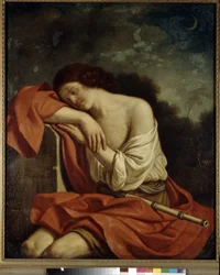 Sovende Endymion. Maleri av Giovanni Francesco Barbieri kjent som Guercino eller Le Guerchin (1591-1666), olje på lerret. italiensk kunst