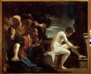 Suzanne og de eldste Maleri av Giovan Francesco Barbieri dit il Guercino