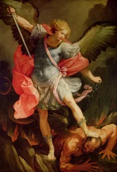 The Archangel Michael defeating Satan (oil on canvas)