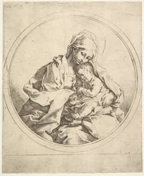 Madonnaen og barnet i runden.