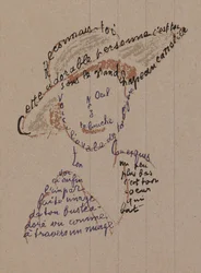 Kalligram «Gjenkjenn deg selv» for Coco Chanel, ca. 1918