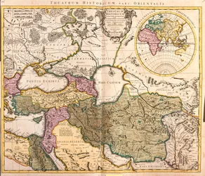 Kart over nabolandene til Kaspihavet - Russland, Armenia, Persia, Kasakhstan, Turkmenistan