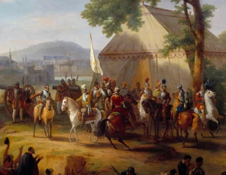 Kong Henry IV forlater teltet (detalj av Henry IV som forsyner pariserne)