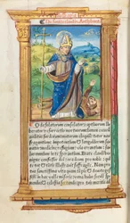 Trykt tidebok (bruk av Roma): fol. 105v, St. Claude som biskop