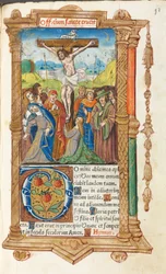 Trykt tidebok (bruk av Roma): fol. 55r, Korsfestelsen