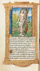 Trykt Timebok Bruk av Roma: fol. 102v, St. Sebastian, 1510.