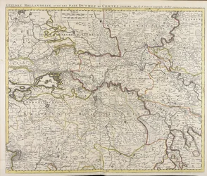 Nederlandske gelendere med nabolandene, hertugdømmene og fylkene / av herr Sanson, kongens geograf
