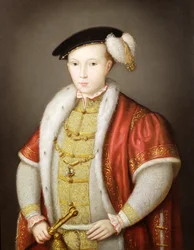 Edward VI med kjeden av strømpebåndsordenen, etter portrettet i samlingen til H.M. Dronning Elizabeth II, ca. 1600