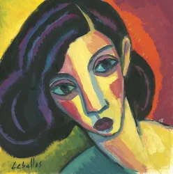 Kvinneansikt på papir, 2010 (gouache på papir)